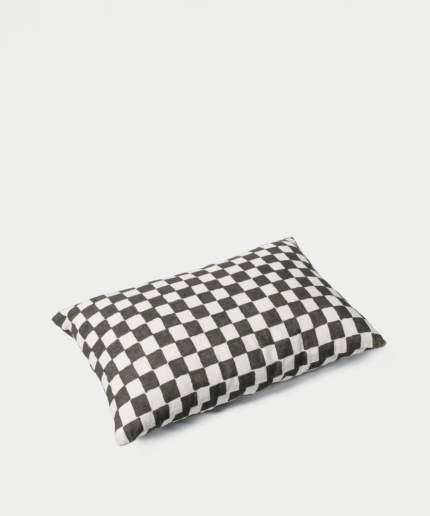 Checkerboard Linen Pillowcase - Black