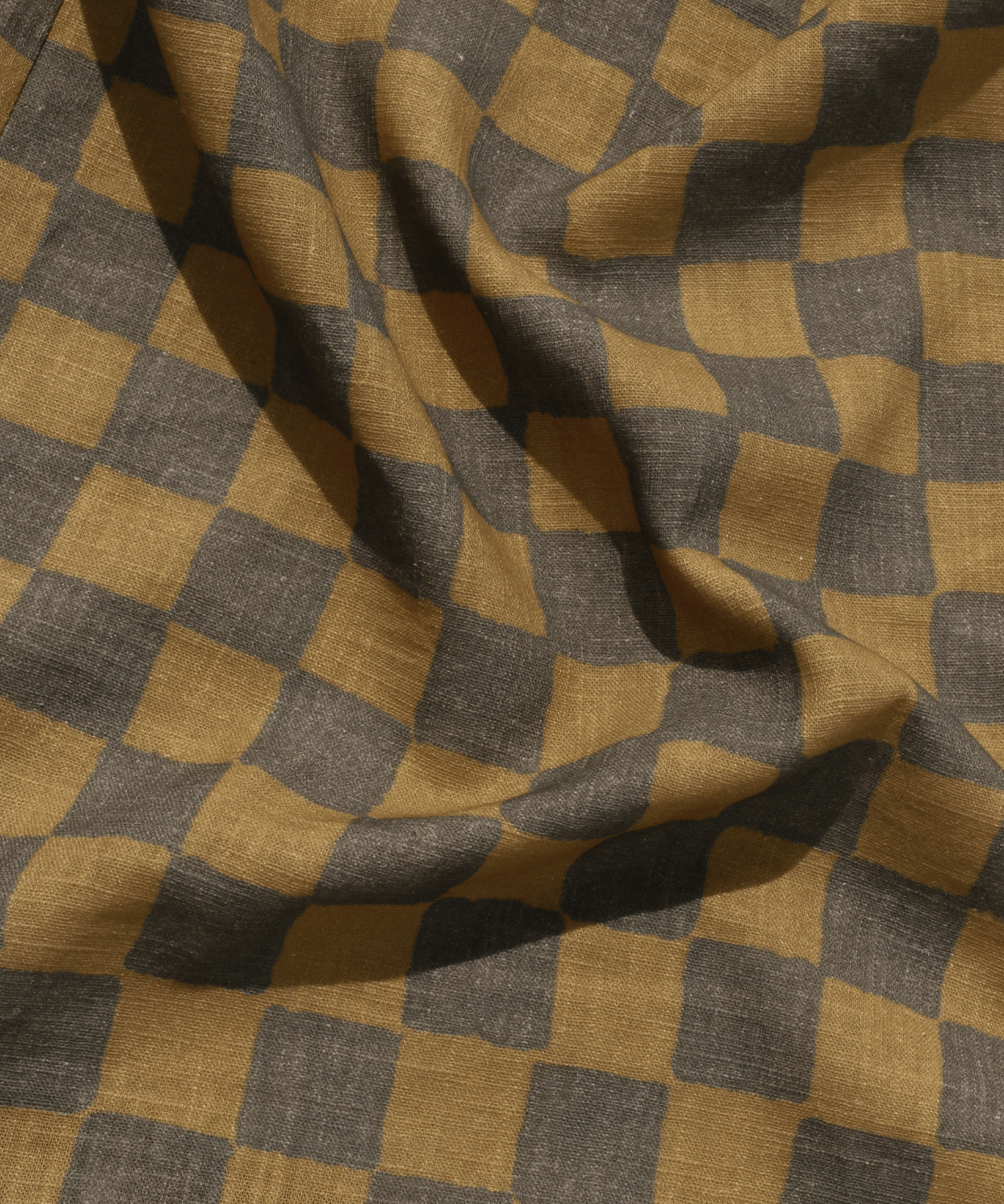 Checkerboard Linen Pillowcase - Brown