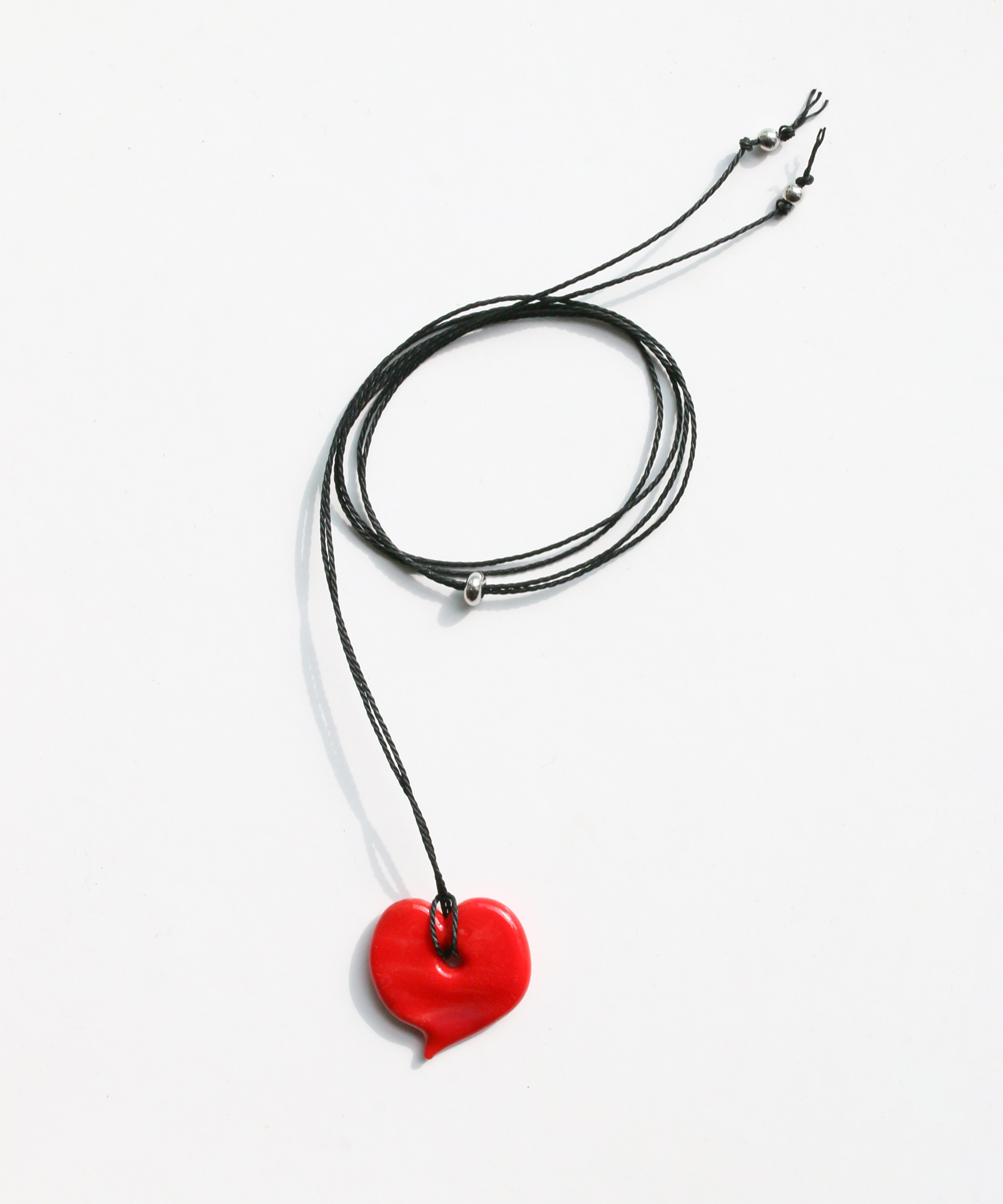 Heart Glass Necklace - Red